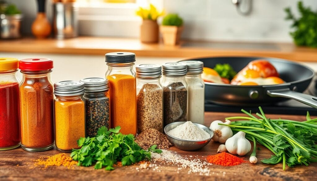 Spices for chicken and eggs breakfast